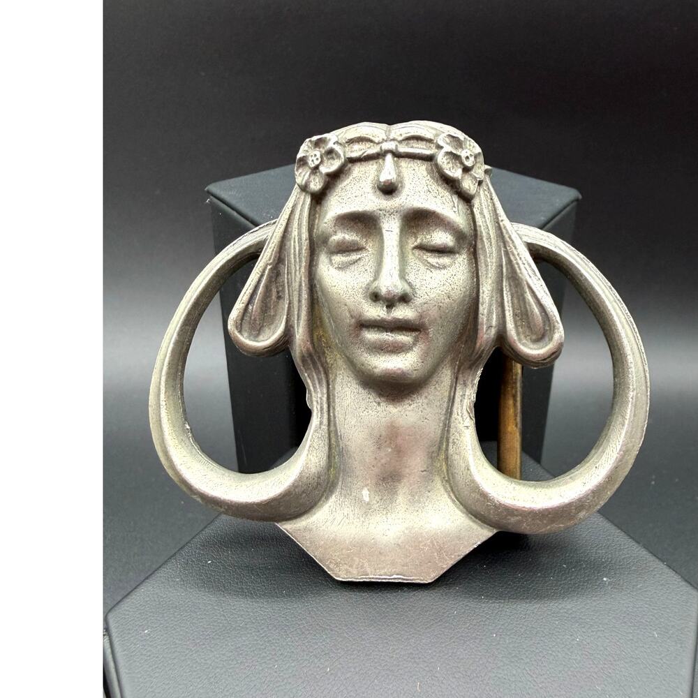 Vintage Sandy Val 1971 Art Nouveau Pewter Belt Buckle